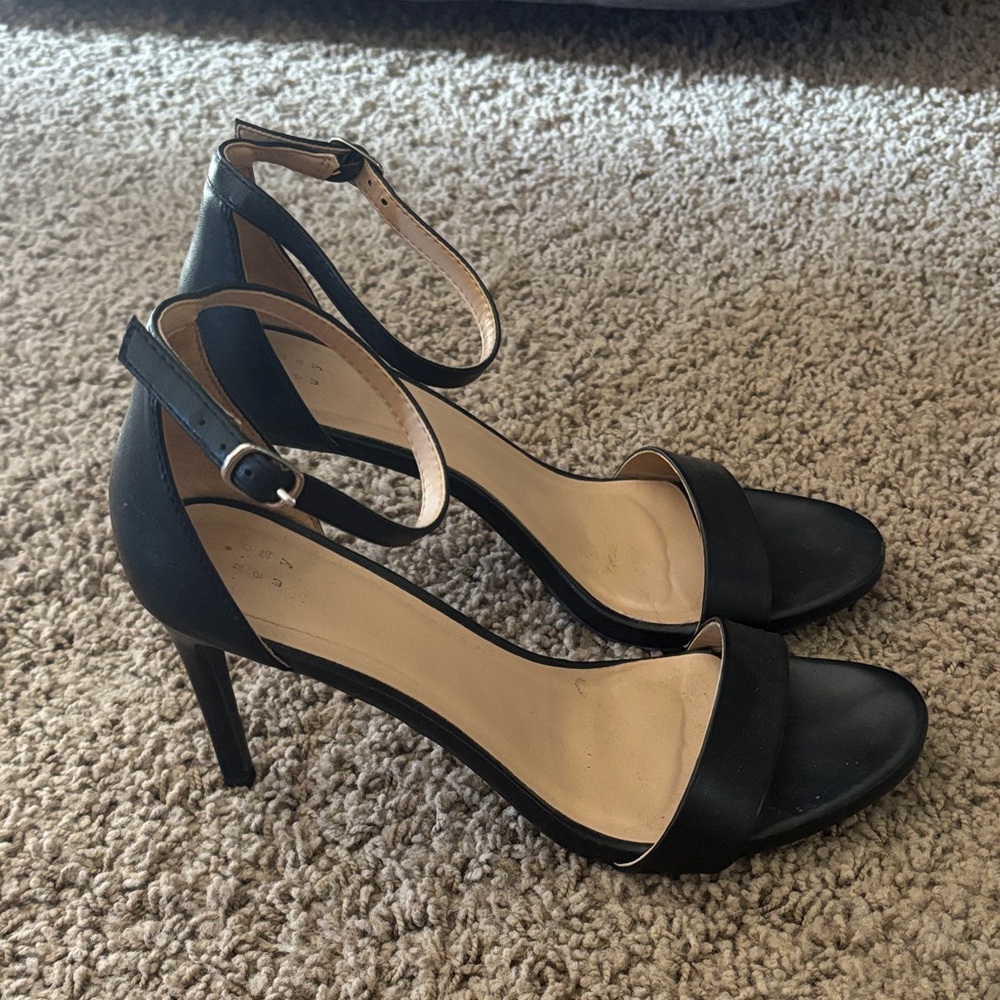 Elegant Black Ankle Strap Heels